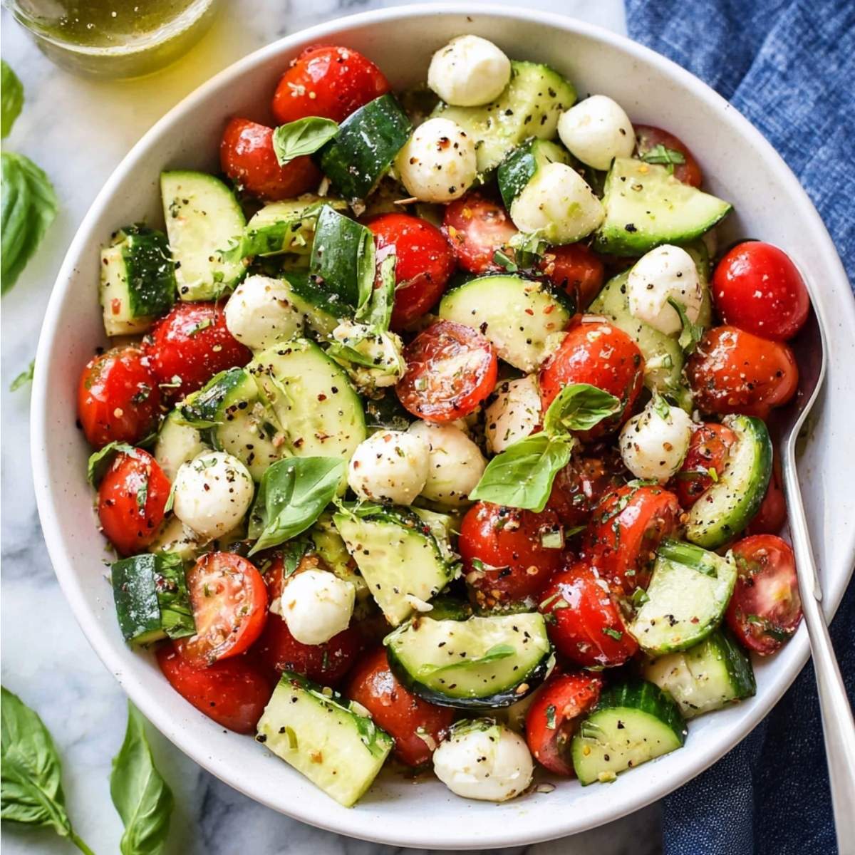 Easy Cucumber Caprese Salad