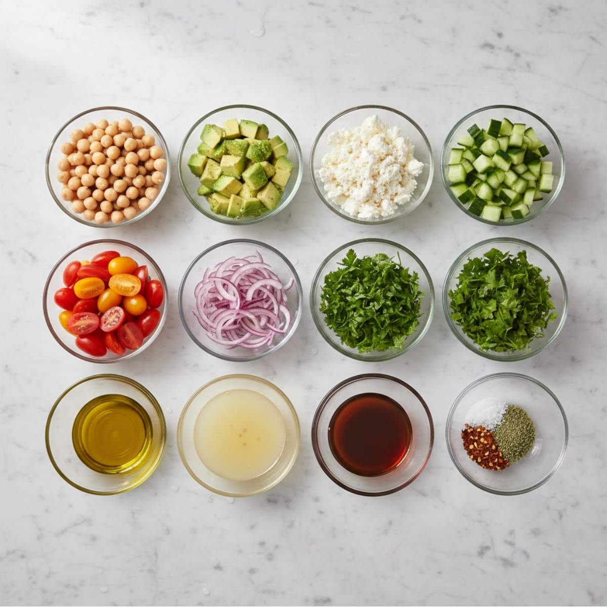 Chickpea Feta Avocado Salad Ingredients