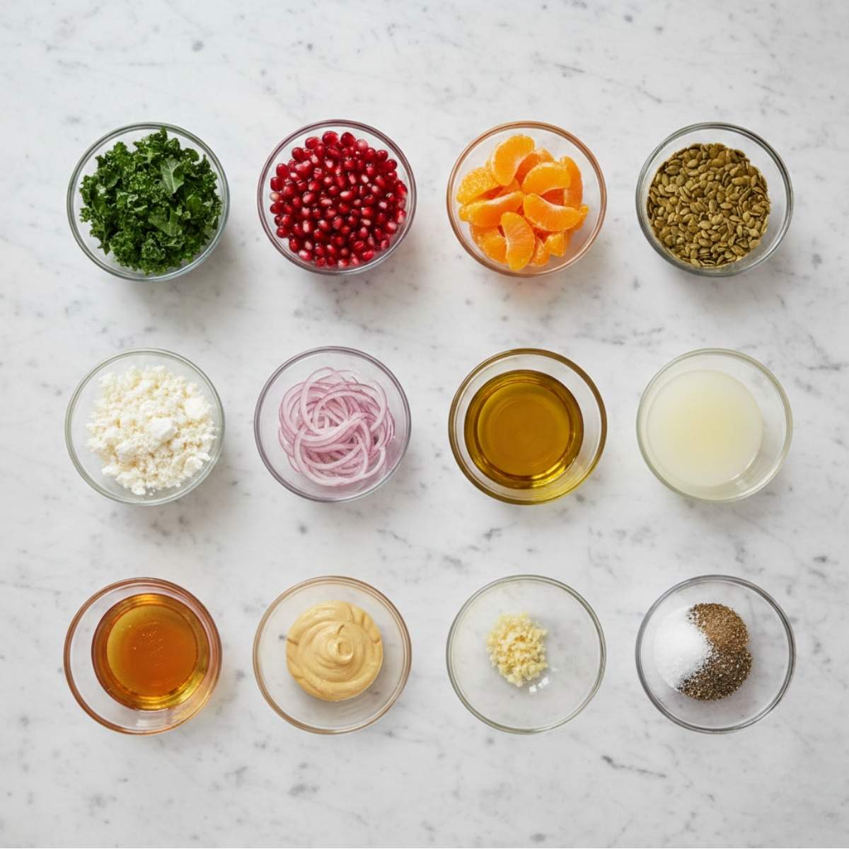Citrus Pomegranate Kale Salad Ingredients