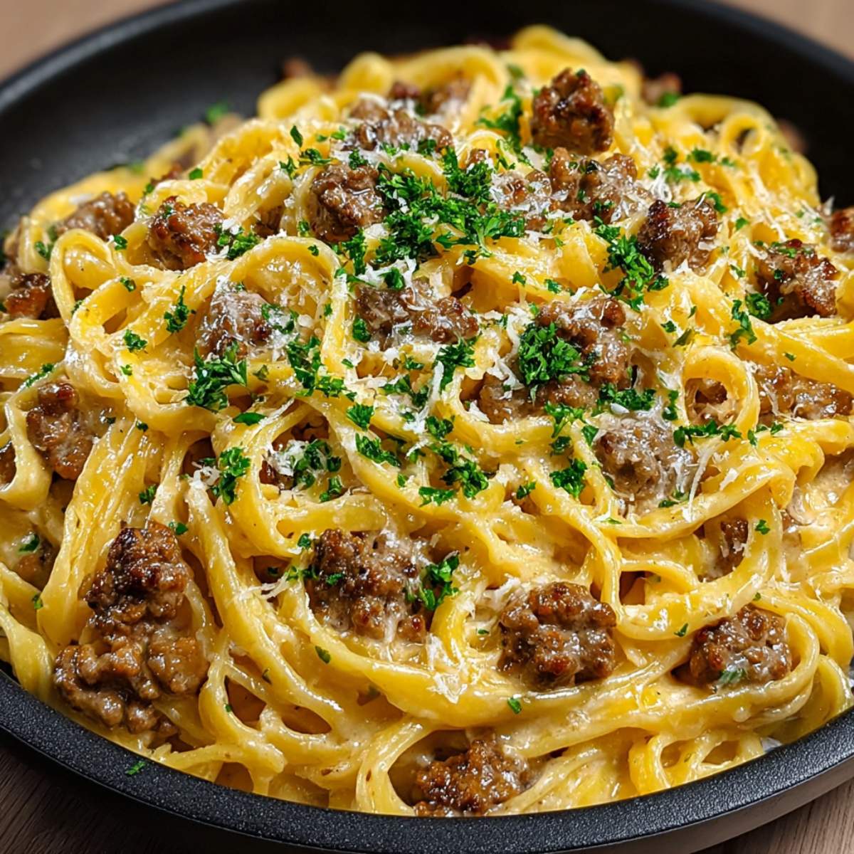 Creamy Beef and Garlic Butter Pasta