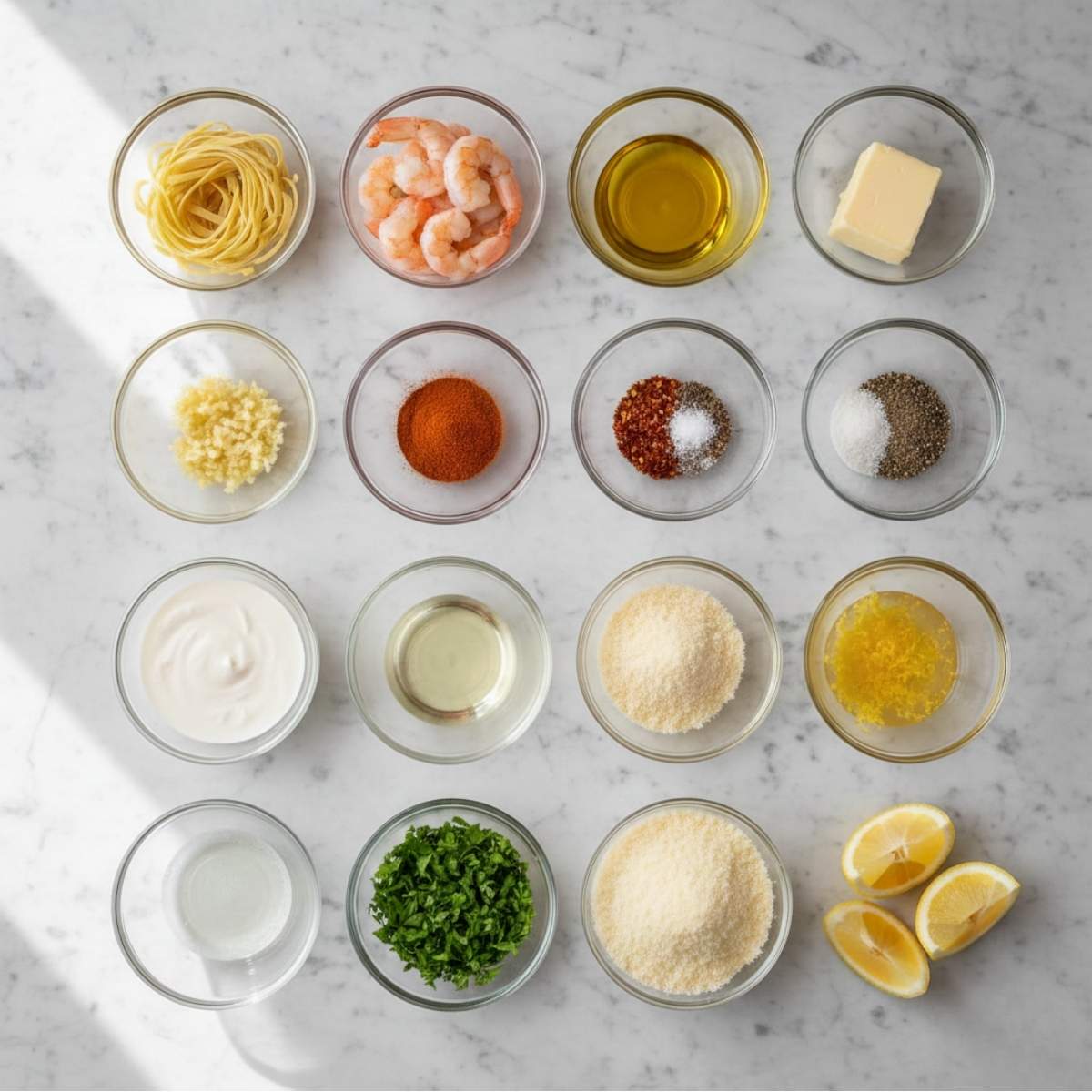 Creamy Shrimp Linguine Ingredients