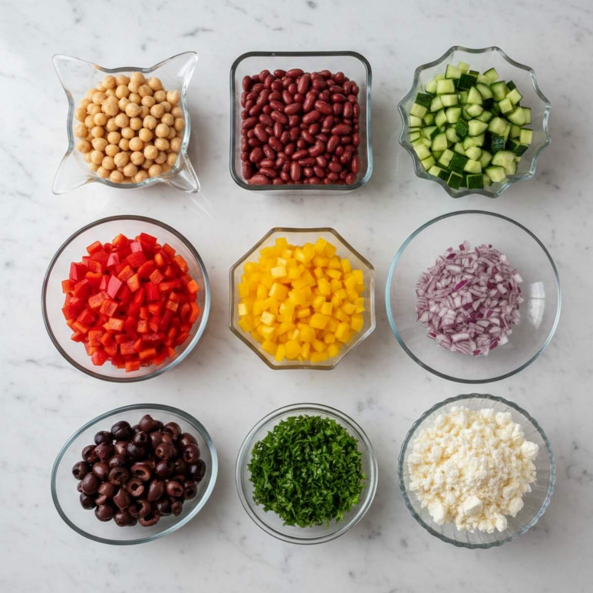 Double Bean Mediterranean Salad Ingredients