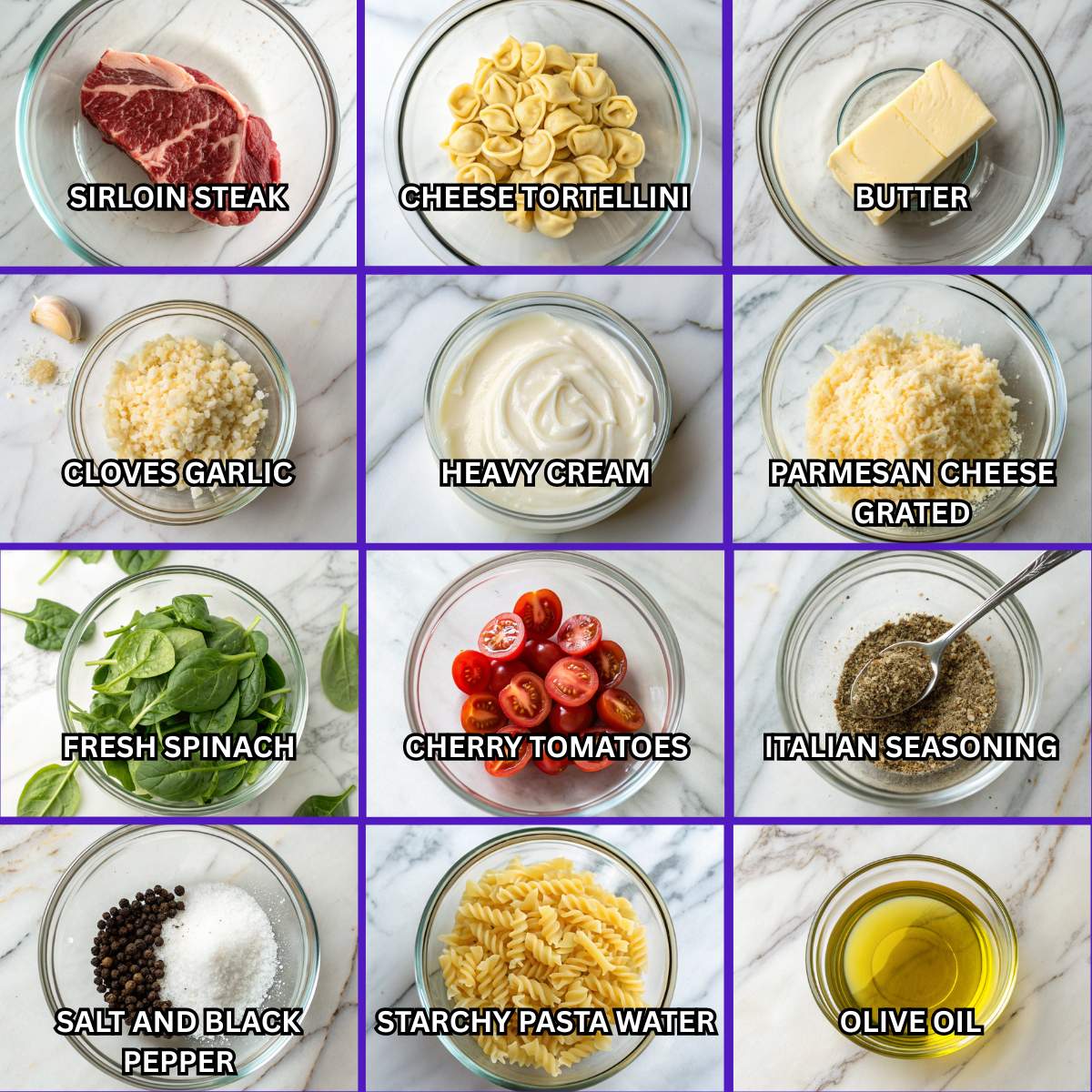 Garlic Steak Tortellini Ingredients