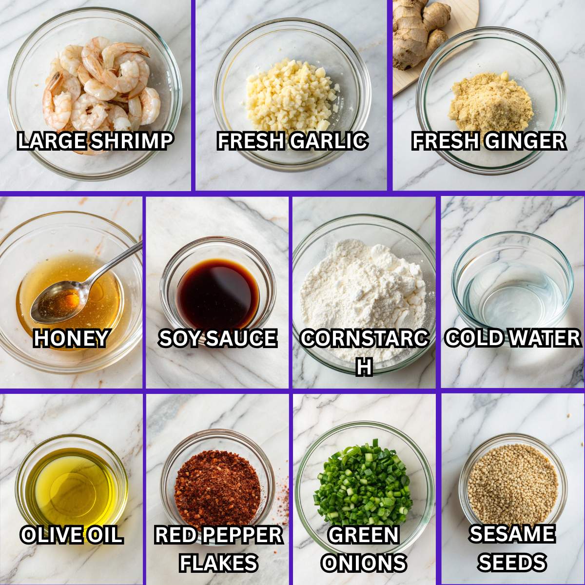 Honey Garlic Shrimp Ingredients