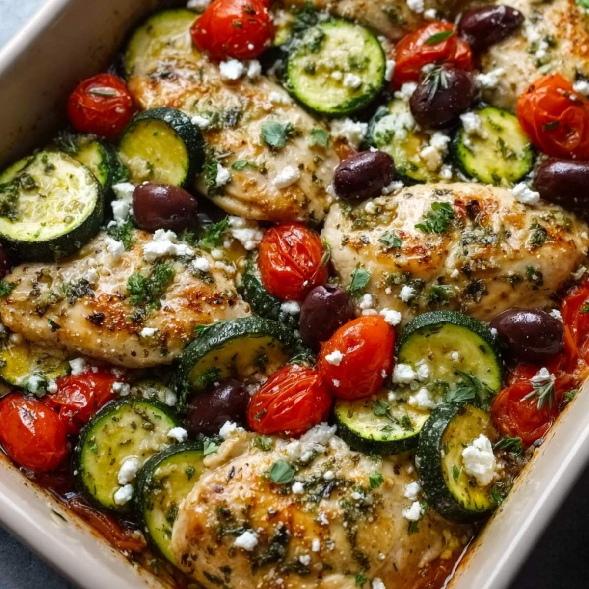 Mediterranean Chicken Zucchini Bake