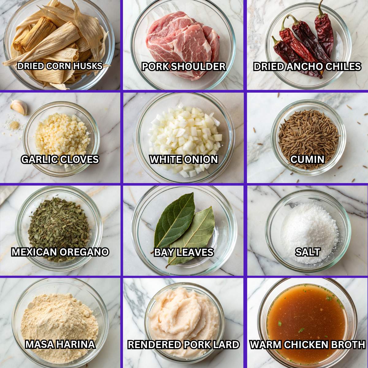 Mexican Tamales ingredients