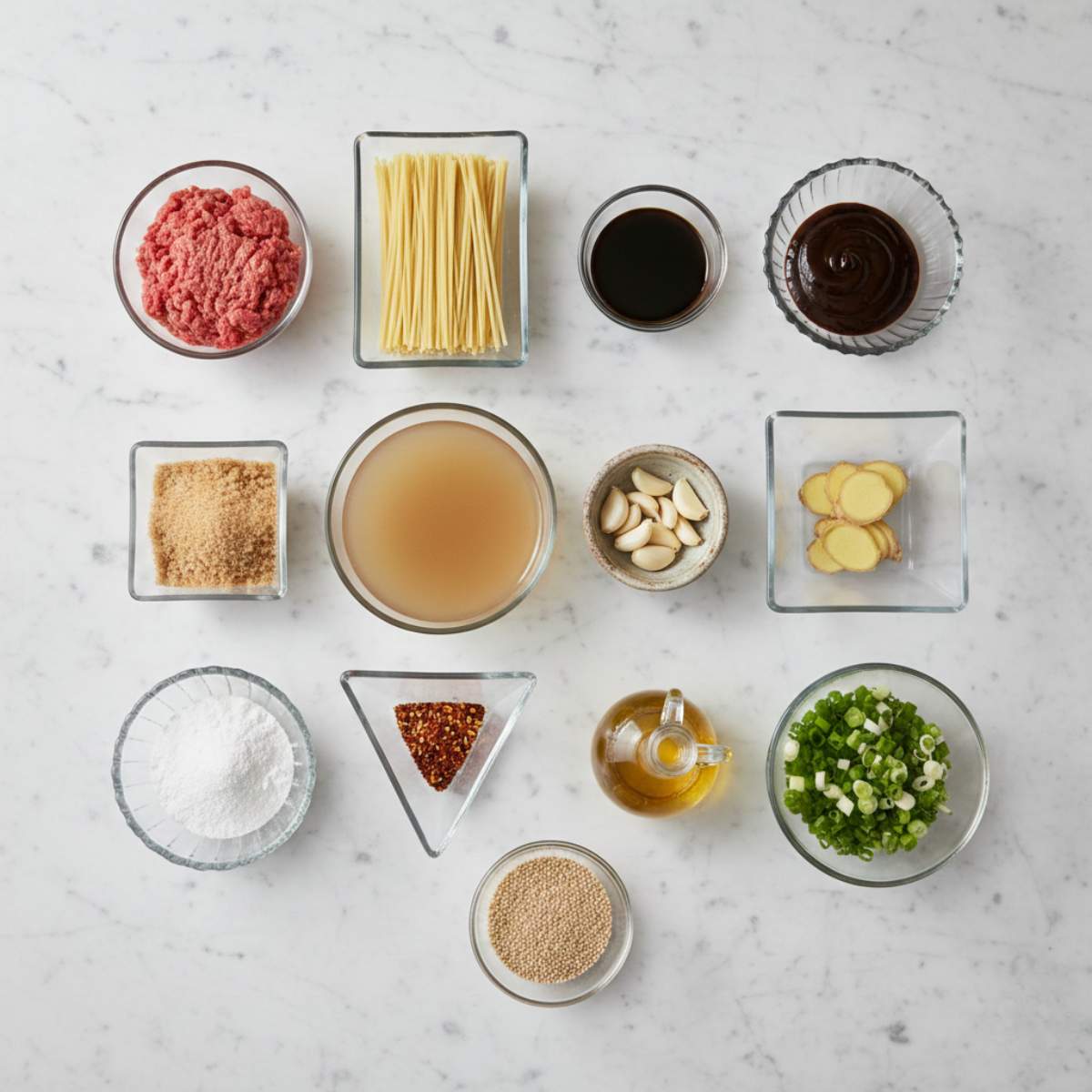 Mongolian Ground Beef Noodles ingredients