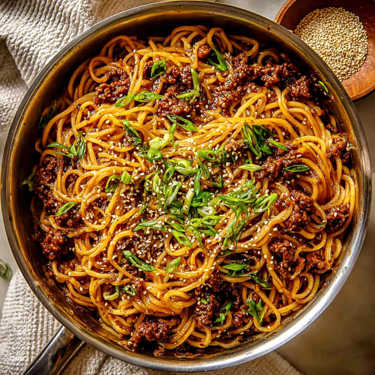 Mongolian Ground Beef Noodles