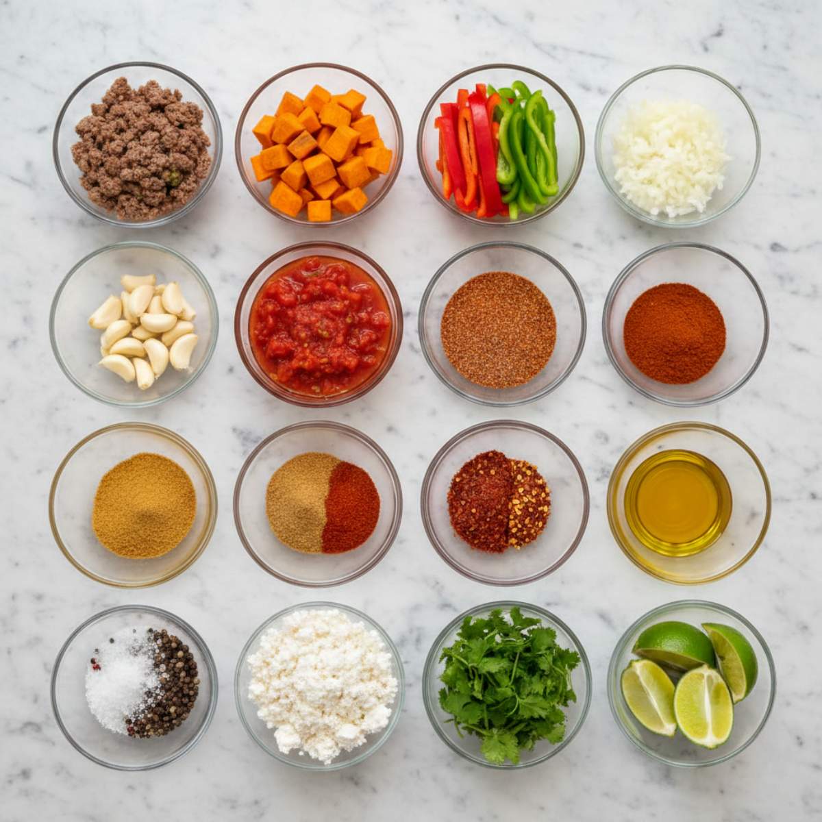 Southwest Ground Beef and Sweet Potato Skillet ingredients