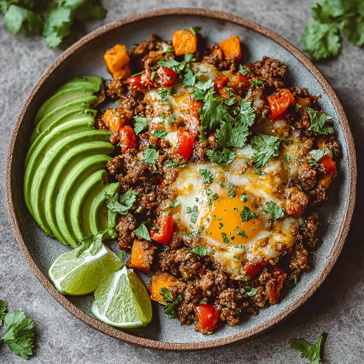 Southwest Ground Beef and Sweet Potato Skillet