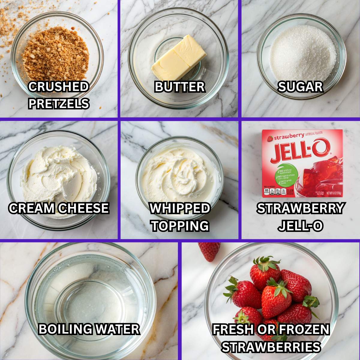 Strawberry Pretzel Salad ingredients