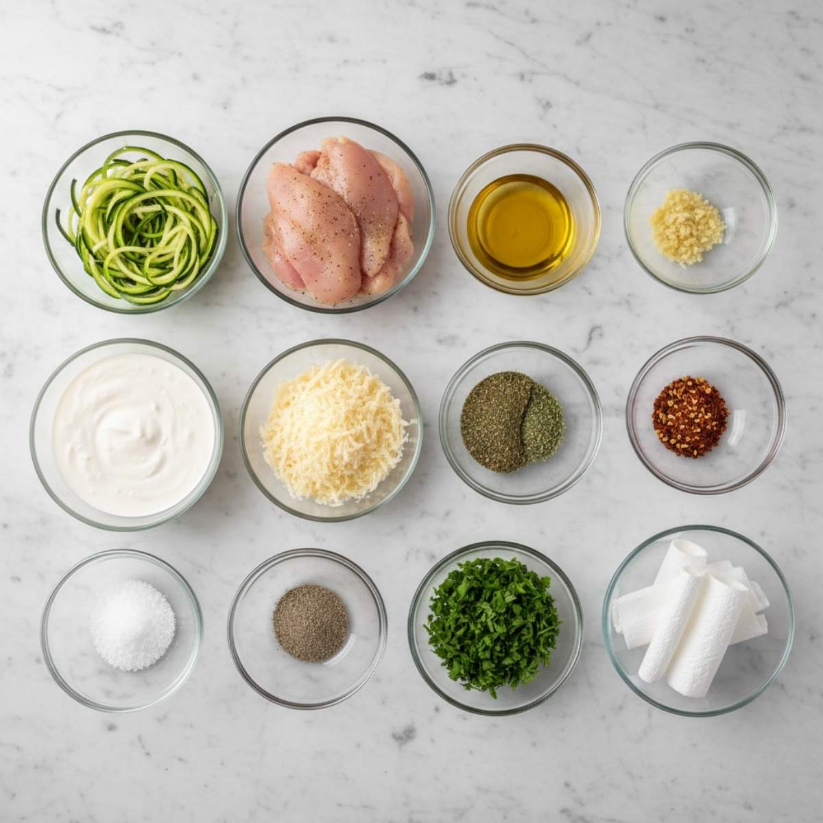 Zucchini Noodle Chicken Alfredo Ingredients