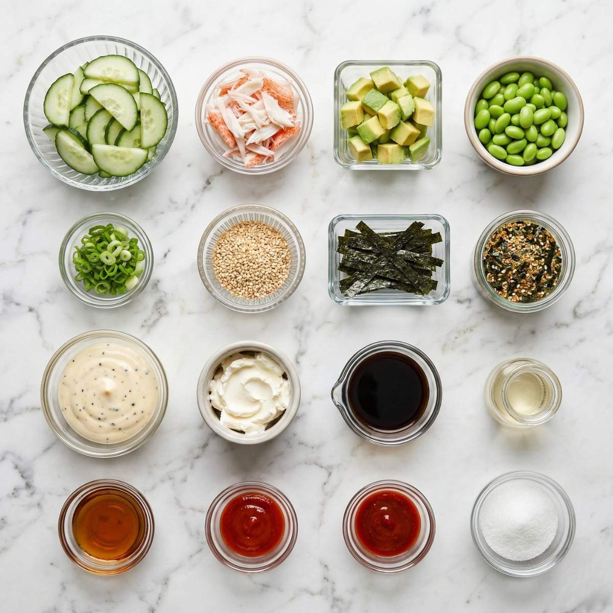 california roll cucumber salad ingredients