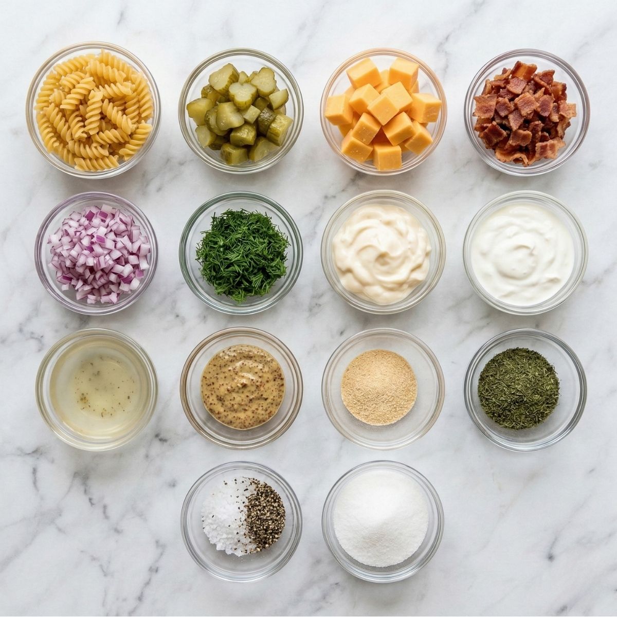 Dill Pickle Pasta Salad Ingredients