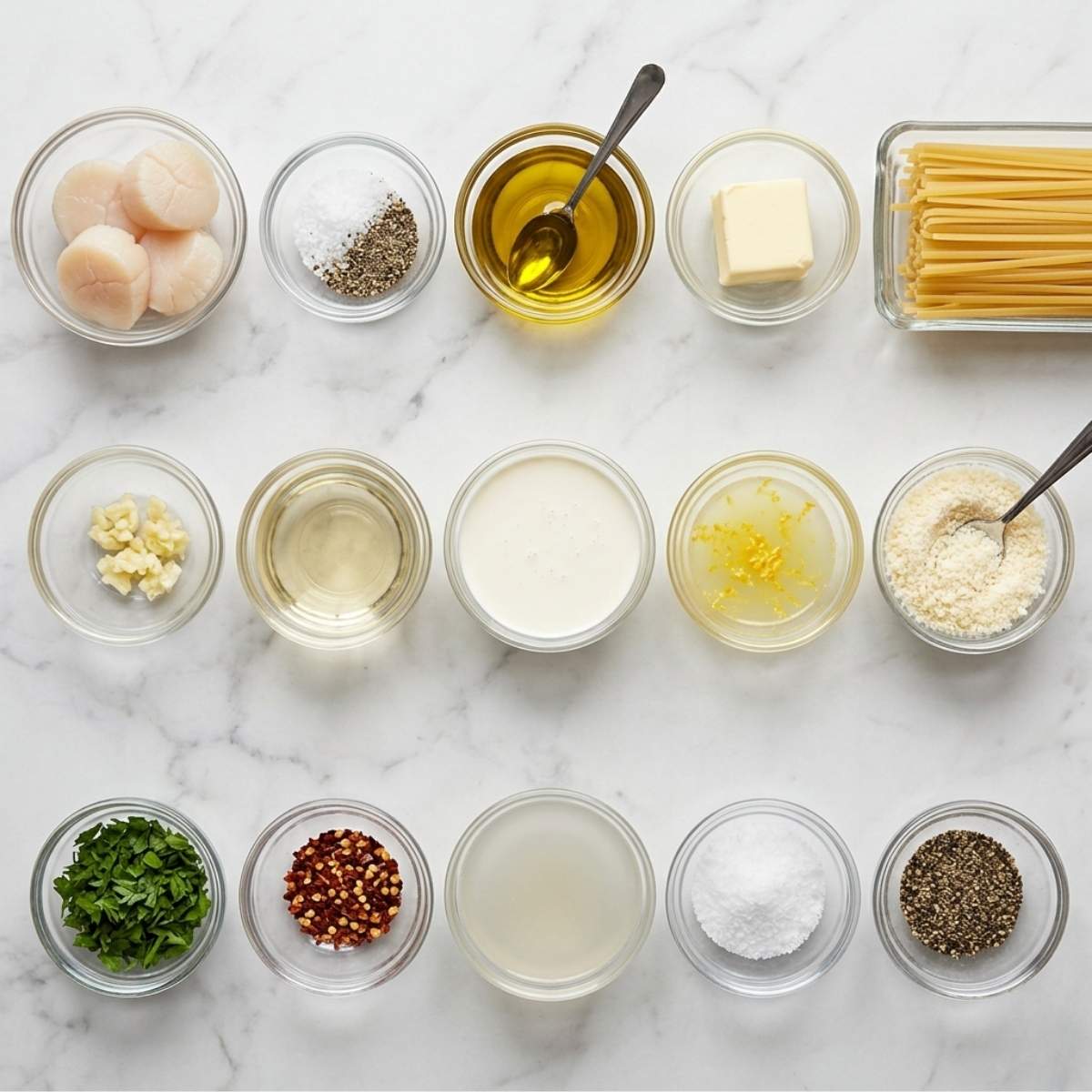 Scallops and Pasta Ingredients